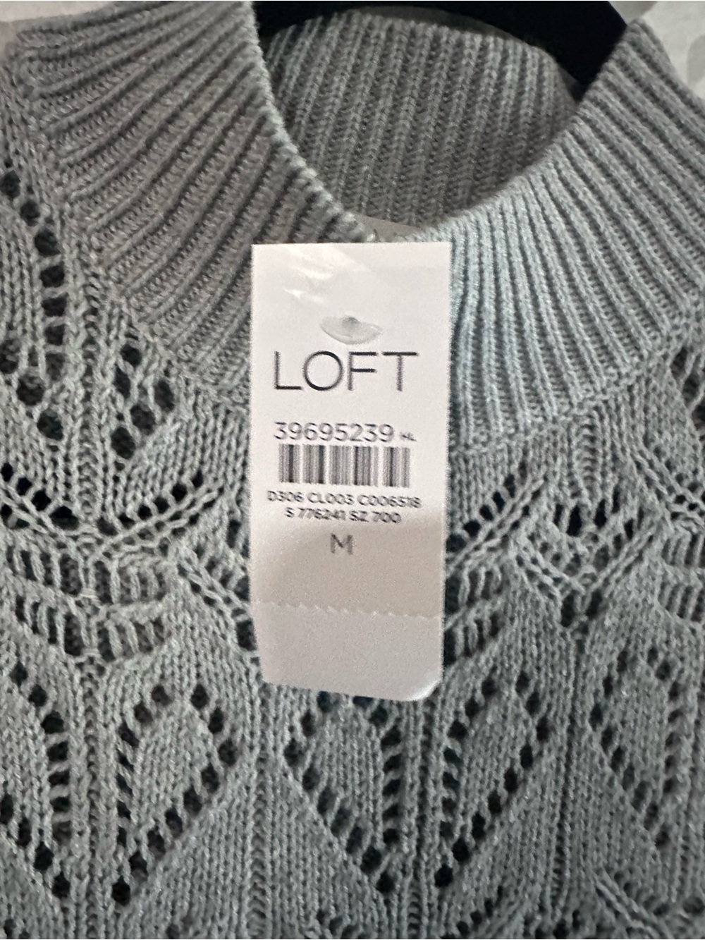J. Crew NWT Gray Pointelle Flare-Sleeve Sweater sz Med - Picture 4 of 8